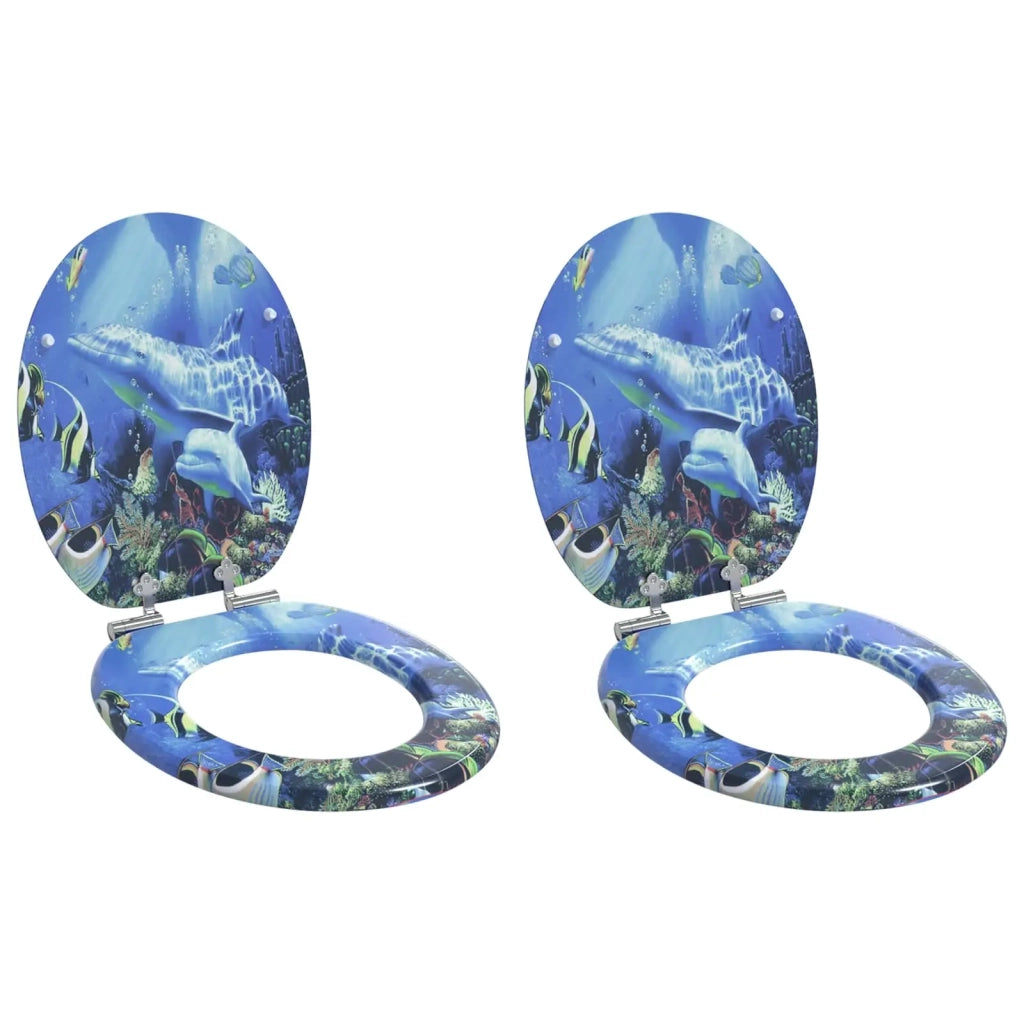 Sedile per toilette con chiusura morbida 2 pz Blu 44 x 38 cm CFW5093876