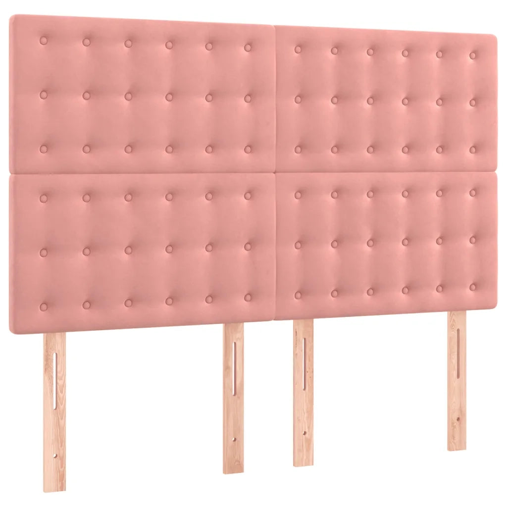 Testiera-Testata-Testiera Decorativa Rosa 144x5x118/128 cm Velluto 517708