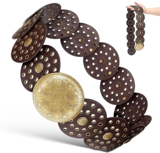 Cintura Donna - Moda Riem - Accenti in Oro - Design Unico - 101x9,2x1 cm - Ideale per Abiti da Donna - Cinturino di Camicia