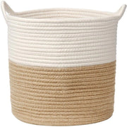 Cesto di stuoia per il bucato di canapa cesto intrecciato contenitore per giocattoli con maniglia per soggiorno camera da bambini bagno 30 x 30 cm