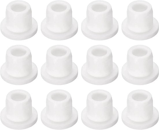 Stoppi in gomma per fori di 9-10 mm, set da 12 con coperture bianche