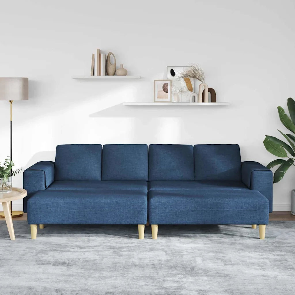 Set di divani 3 pcs Blu Tessuto