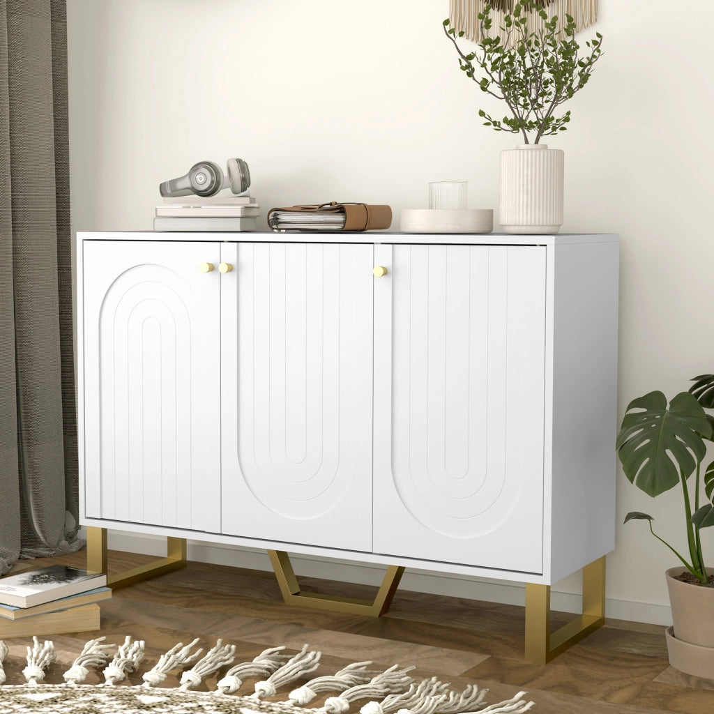 Mobile Credenza Ingresso ¨C Xylo ¨C Bianco con Ante e Ripiani Regolabili 106,5x35x77,5 cm