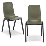 Set 2 sedie in tecnopolimero Dalia L colore Verde Oliva, 100% MADE IN ITALY, gambe Antracite, impilabile, design moderno ideale per sala da pranzo, cucina, soggiorno, ufficio, camera per bambini