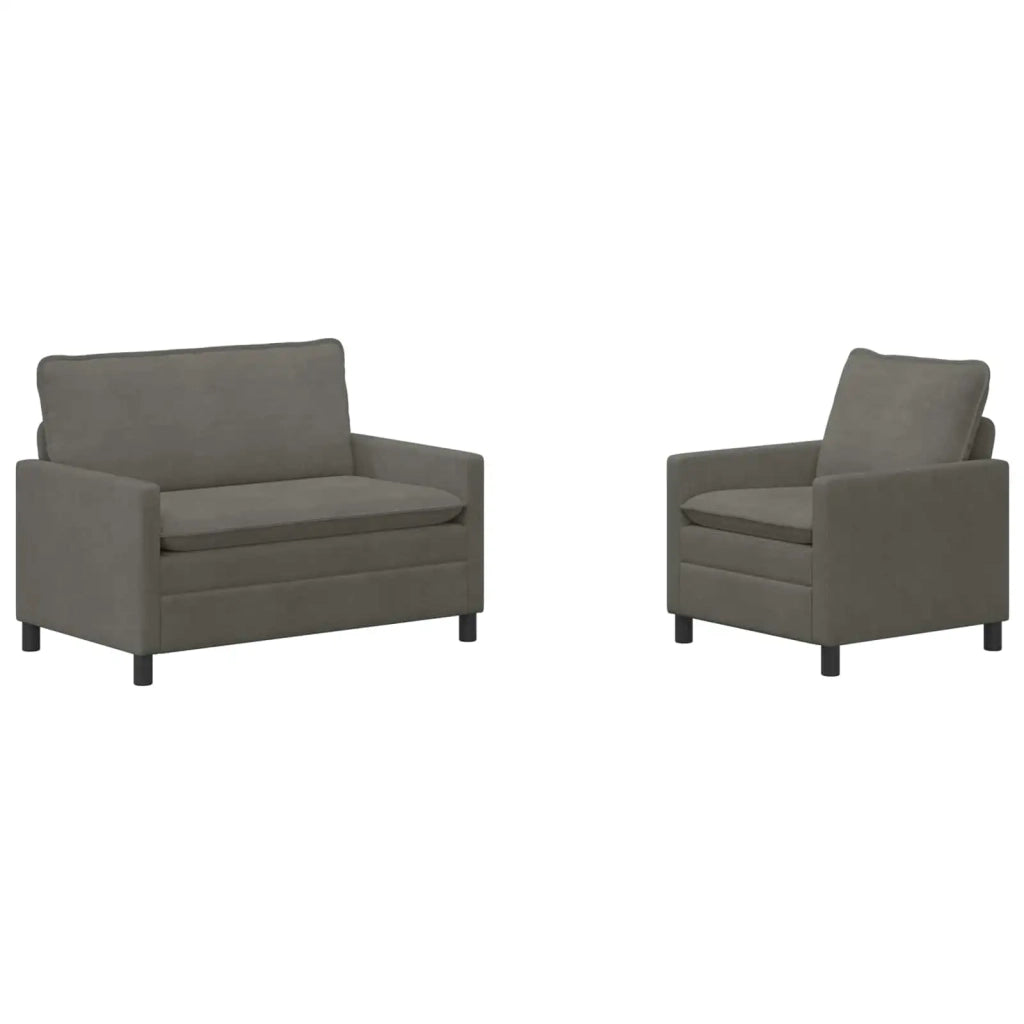 Set di divani 2 pcs Grigio Chiaro Tessuto