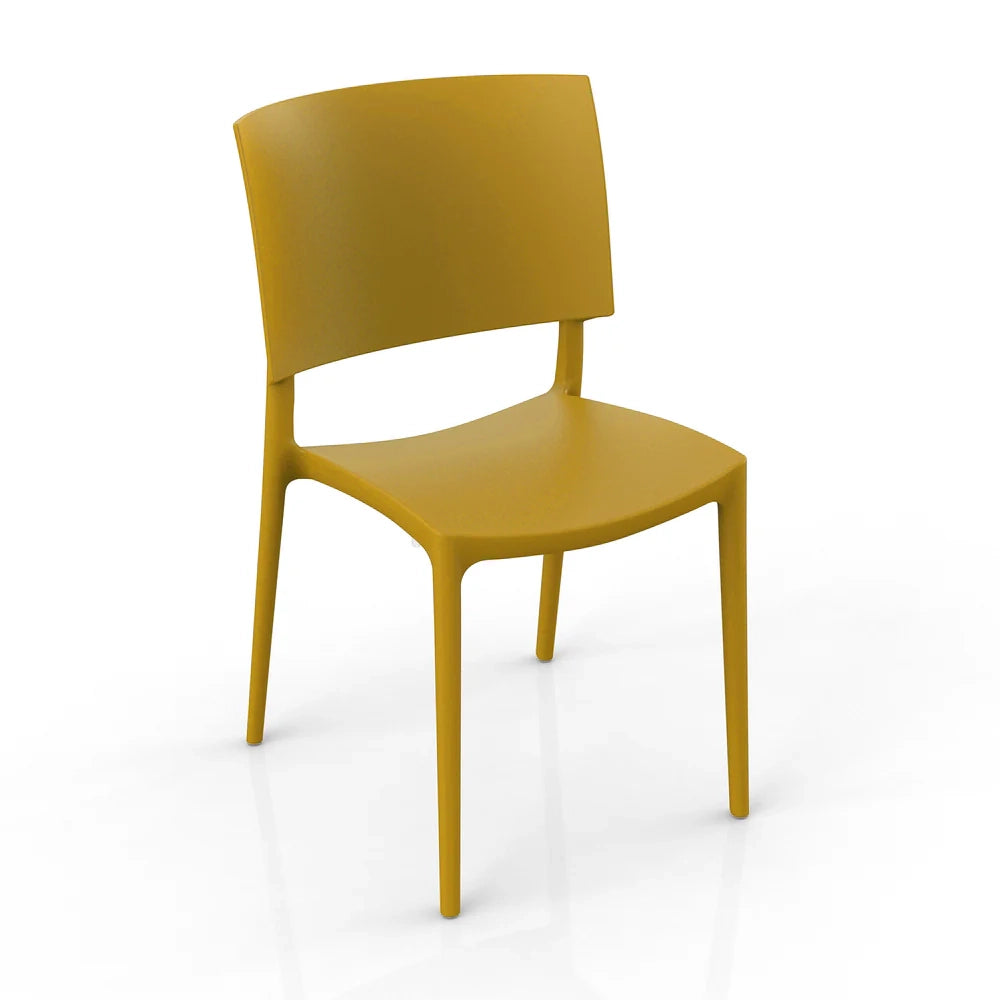 Set 4 sedie in polipropilene 100% Made in Italy SHARP, impilabile, resistente ai raggi UV, design moderno, ideale per sala da pranzo, cucina, sala d’attesa, bar, ristoranti o da esterno colore Mostarda