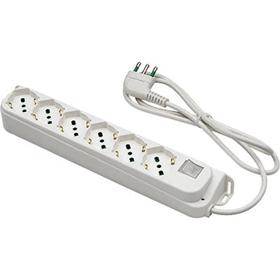 MULTIPRESA BIPASSO SCHUKO + INT.LUM RETAIL FME - BIANCO POSTI 6 2P+T 16A n°XMMQ 3X10 MT 15- 2 pezzi
