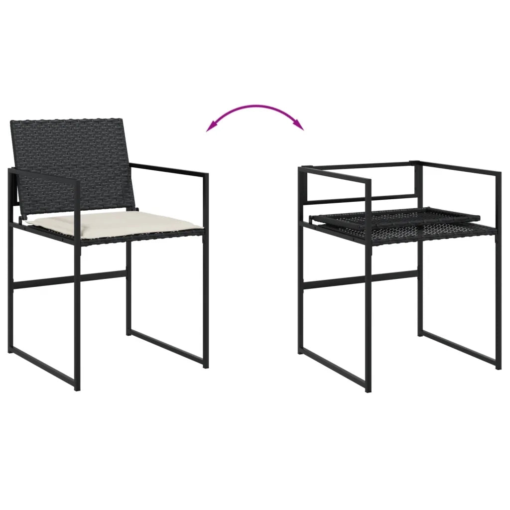 Set da Pranzo da Giardino 11 pz con Cuscini in Polyrattan Nero 3295064