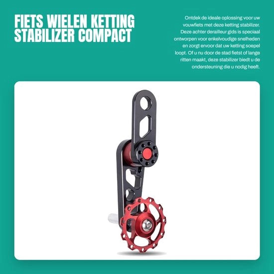 Stabilizzatore di catena per bicicletta pieghevole - Derailleur posteriore - Regolatore di velocità singolo - Leggero - Sostenibile - Installazione semplice - Adattatore per bicicletta

Specifiche tecniche:
- Modello: 
- Peso: 
- Materiale: 
- Dimensioni: