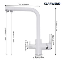 FELIX| Rubinetto per acqua potabile premium a 3 vie bianco opaco | miscelatore da cucina ad osmosi in acciaio inossidabile|Filtro 3 connessioni gastro