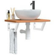 Ripiano a Parete per Lavabo in Acciaio e Massello di Faggio 3302370