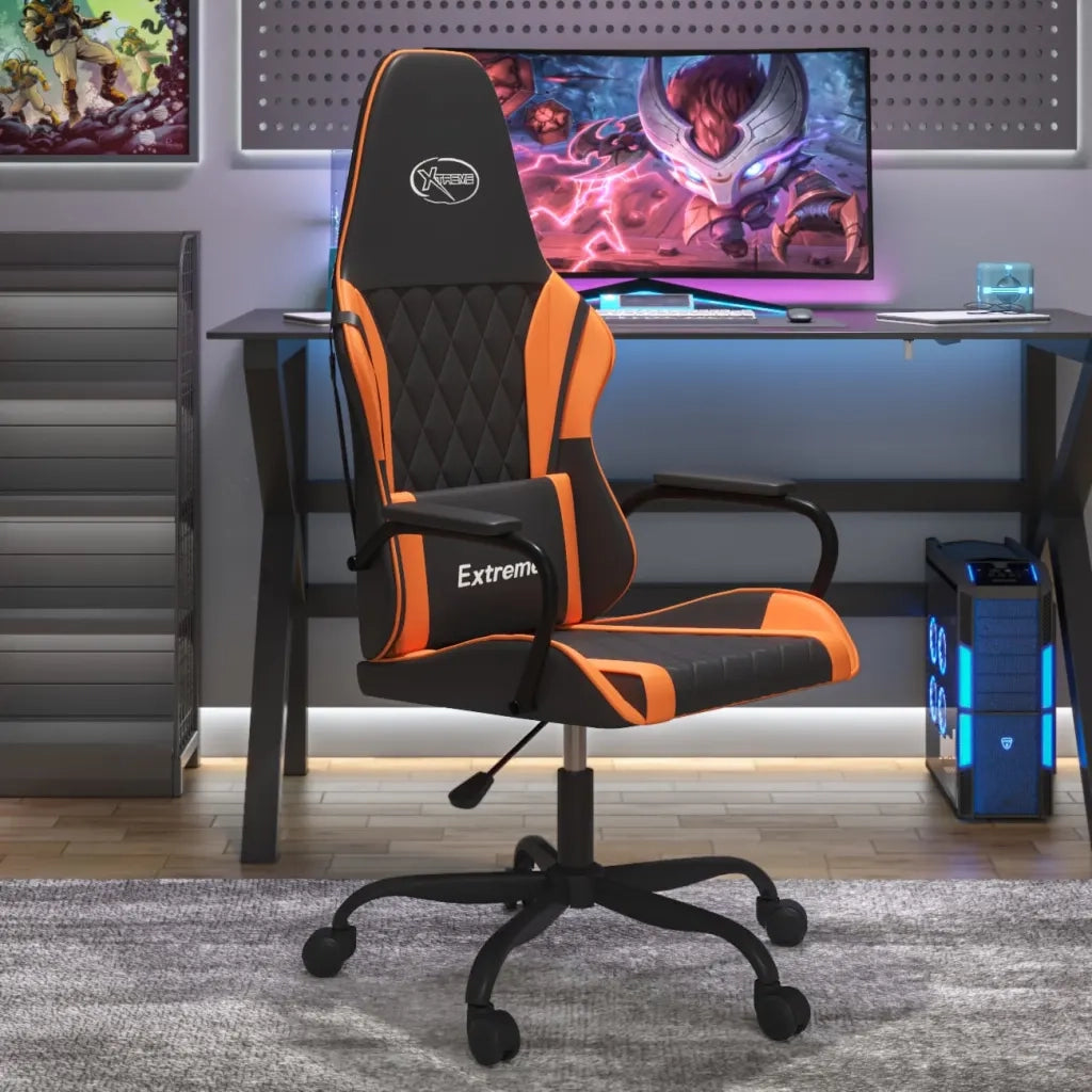 Sedia da Gaming Nero e Arancione in Similpelle 3143781