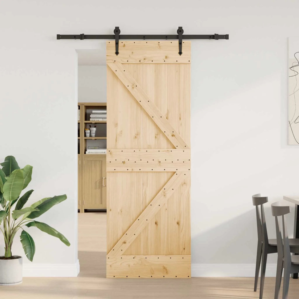 Porta scorrevole NARVIK Naturale e Nero 70 x 210 cm (152,5 cm)