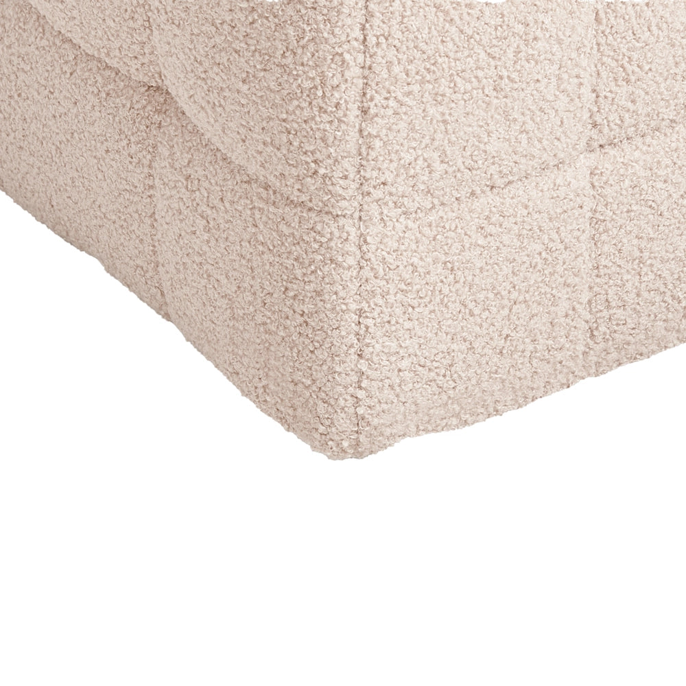 Panca per camera da letto con tappezzeria trapuntata in bouclè beige ottomana con contenitore