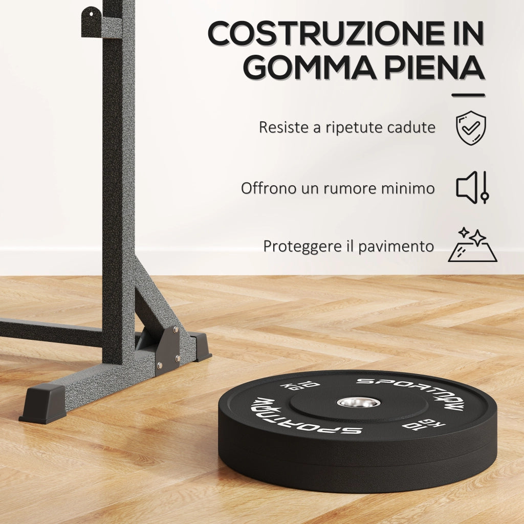 Dischi Pesi 10kg Gomma ¨C Xylo ¨C Foro 50mm Manubri Bilancieri Nero