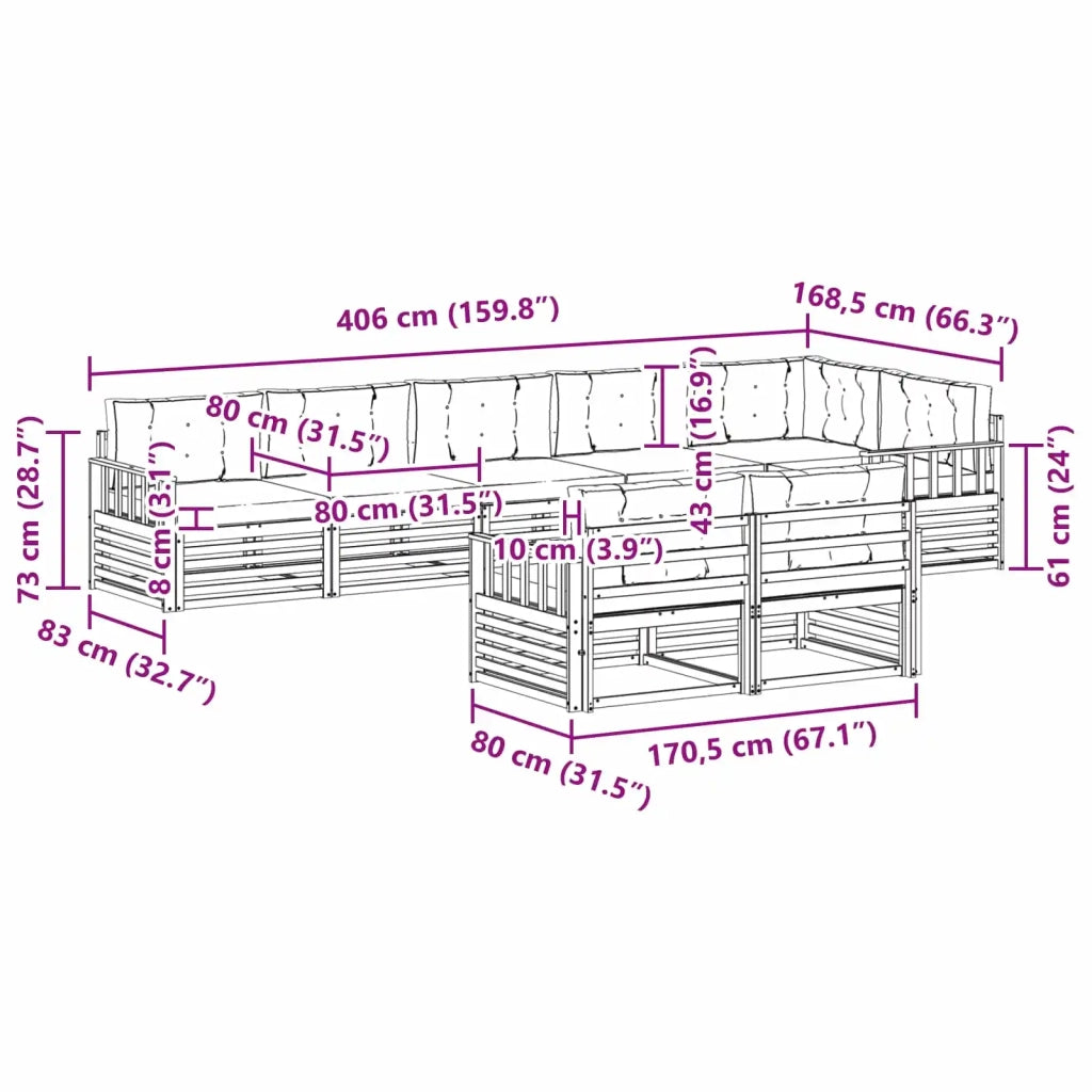 Set di divani da esterno 8 pcs Grigio Naturale e Chiaro 3373651