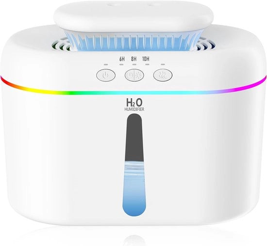 Ultrastille luce umida per casa e ufficio - Migliora la qualità dell'aria - Spegnimento automatico - Grande serbatoio d'acqua - Lampada LED notturna