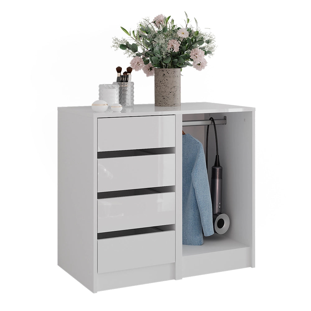 Vicco Cassettiera per camera da letto Bianco/bianco lucido 80.2 x 76 cm 2 parti