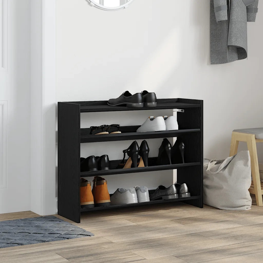 Scarpiera Nera 80x25x62 cm in Legno Multistrato 859915