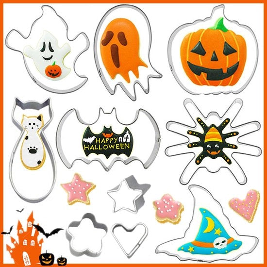 Forme di biscotto per Halloween, 10 pezzi, formi per biscotti, formi per biscotti, formi per fondant, formi per biscotti in acciaio inossidabile, formi per biscotti per bambini, accessori per la cottura