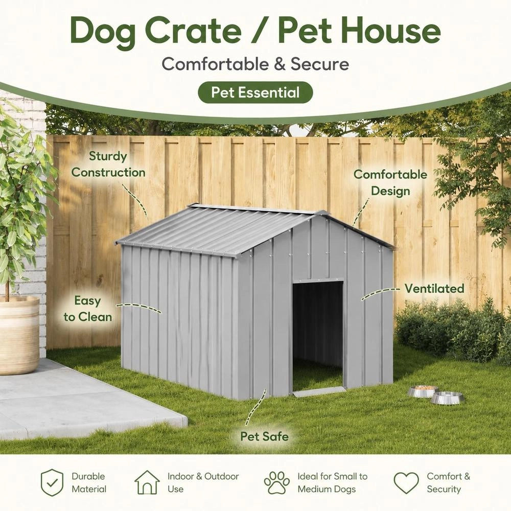 Doghouse With Roof 113x153x101 Cm Galvanized Steel