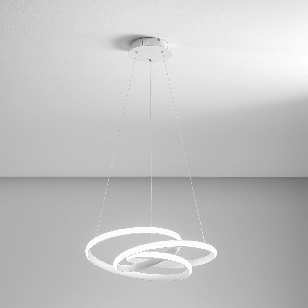 Lampada a sospensione Diva S/P in alluminio Bianco Satinato, LED 42W 2500lm 3000K, Dimmerabile taglio fase e push - Gea Luce