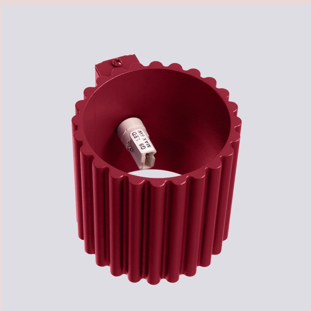 Applique moderna bordeaux tubo rigato 10cm su/giù G9 Pure Lume
