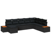Set Divano da Giardino con cuscino 8 pcs Nero Poly Rattan 3348144