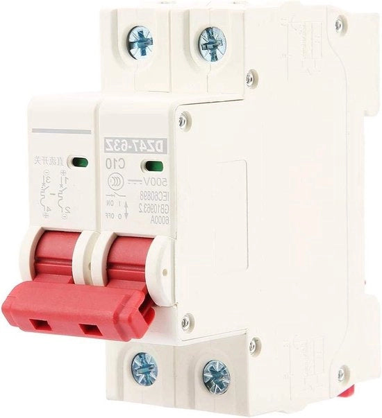 Dispositivo di Interruzione del Flusso di Corrente 2P DC 500V 10A Sicuro Interruttore di Protezione contro la Sovracorrente DZ47-63Z-2P (10A)