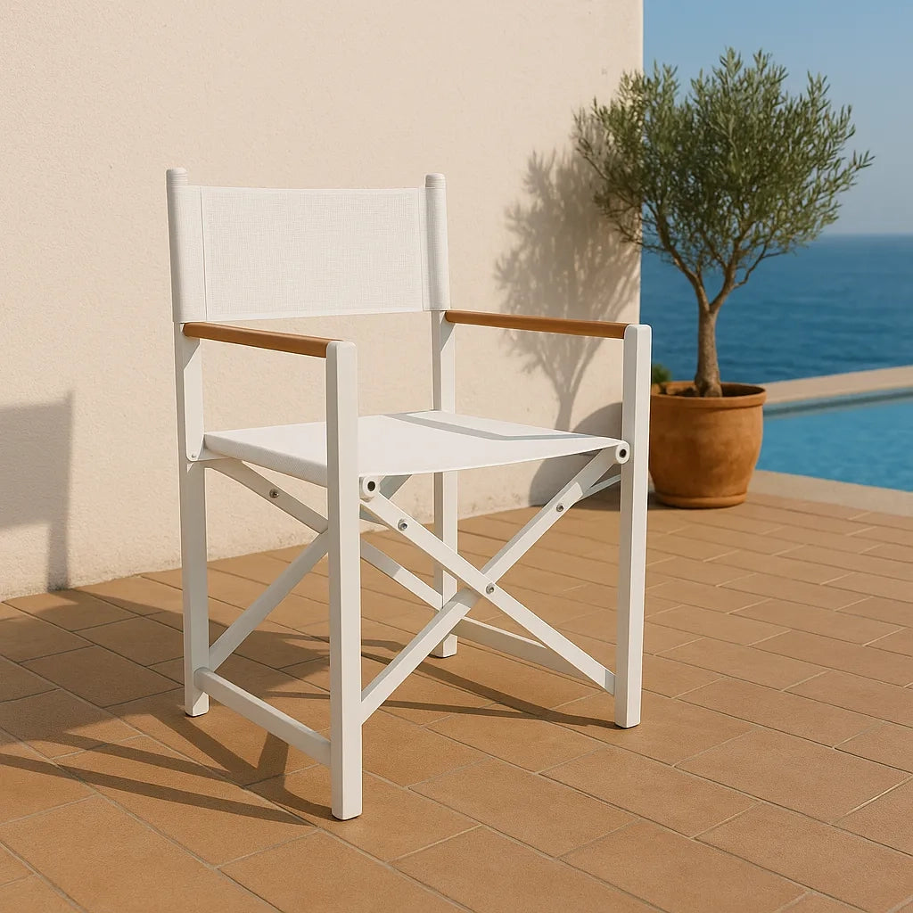 Set di 2 Sedie Regista Fellini - Bianco/Legno