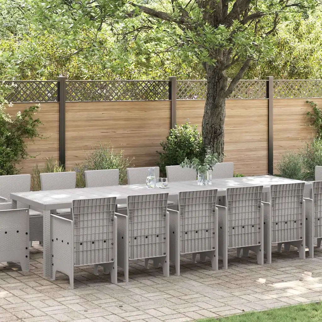Set da Pranzo per Giardino 15 pcs Grigio chiaro Rattan Polt 3378649