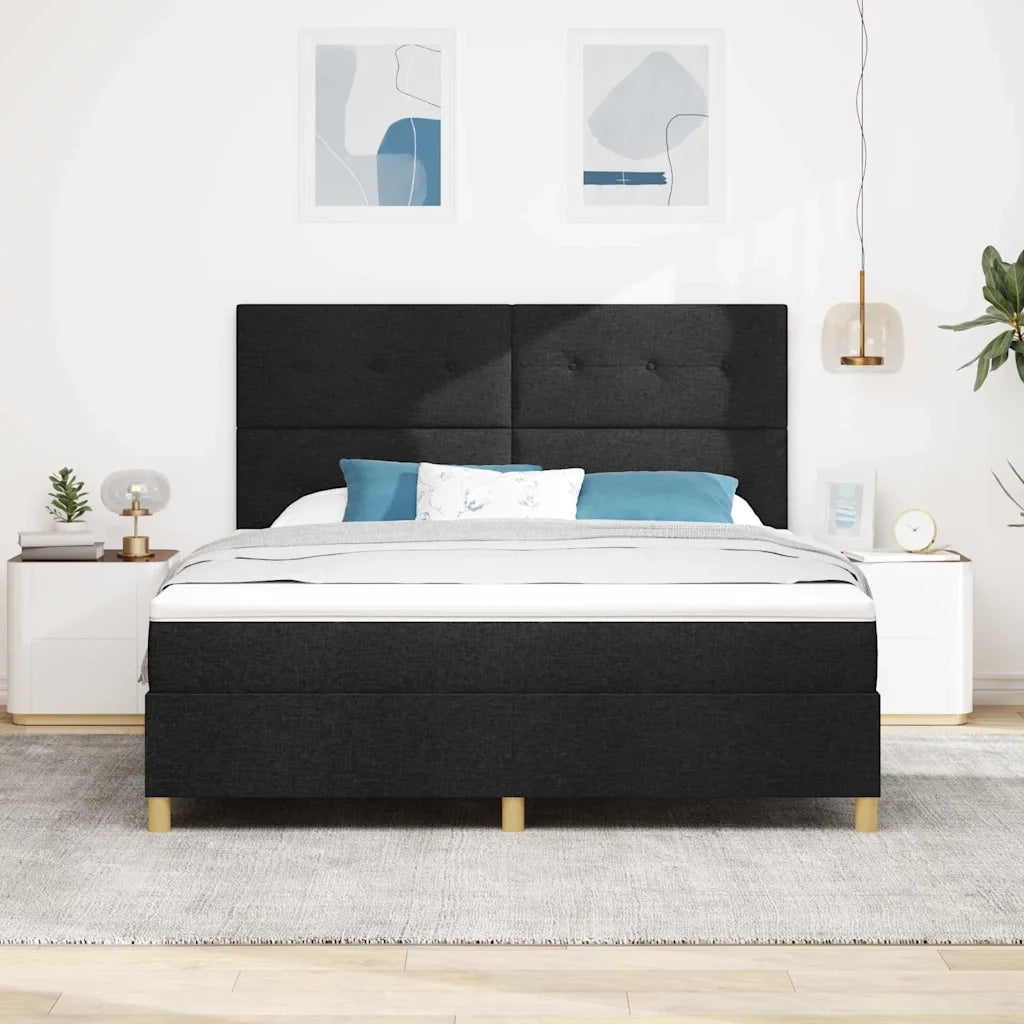 Letto a Sorgente LED con materasso Nero 180 x 200 cm Tessuto