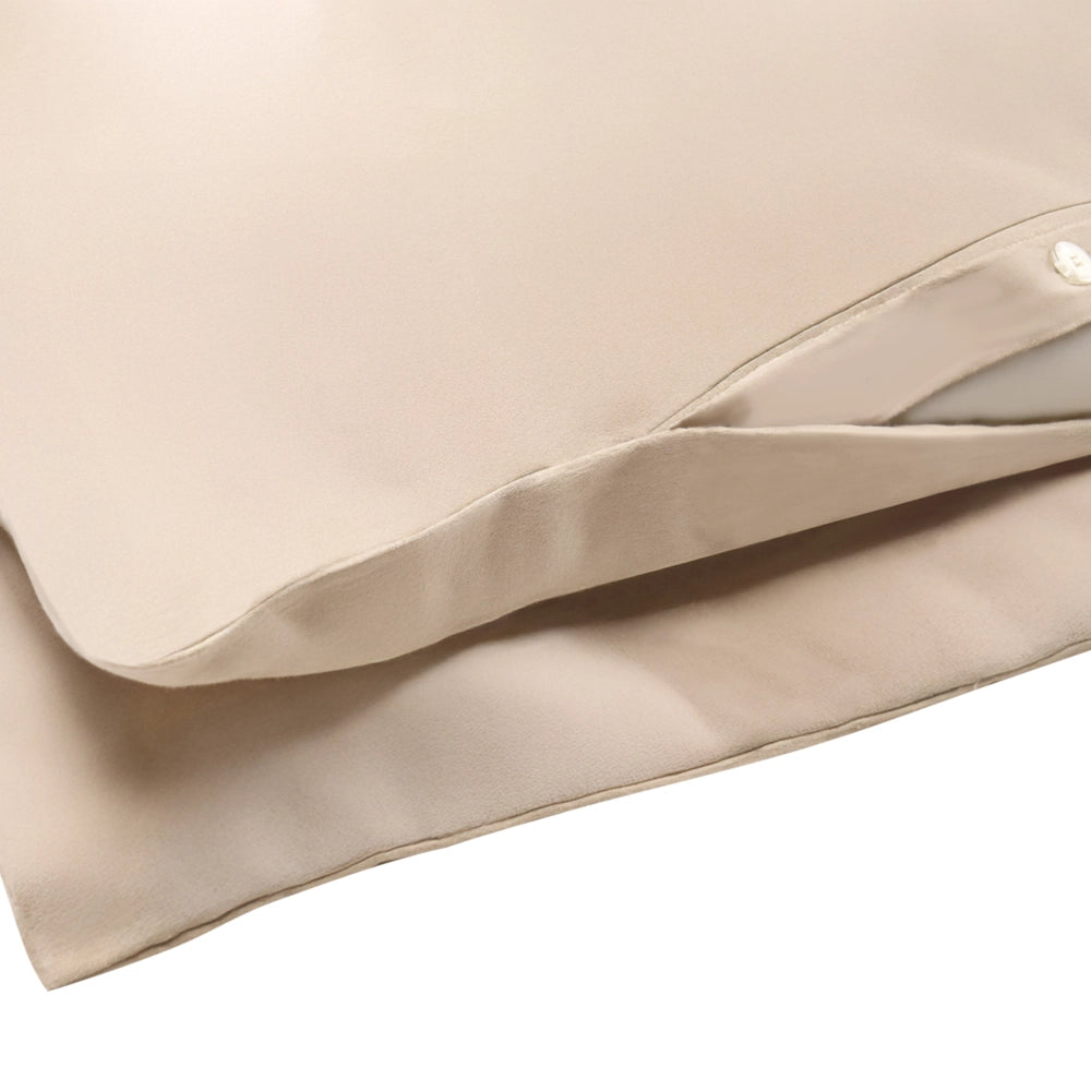Set copripiumino e federa in cotone satinato beige 220 x 240 cm per una camera da letto moderna
