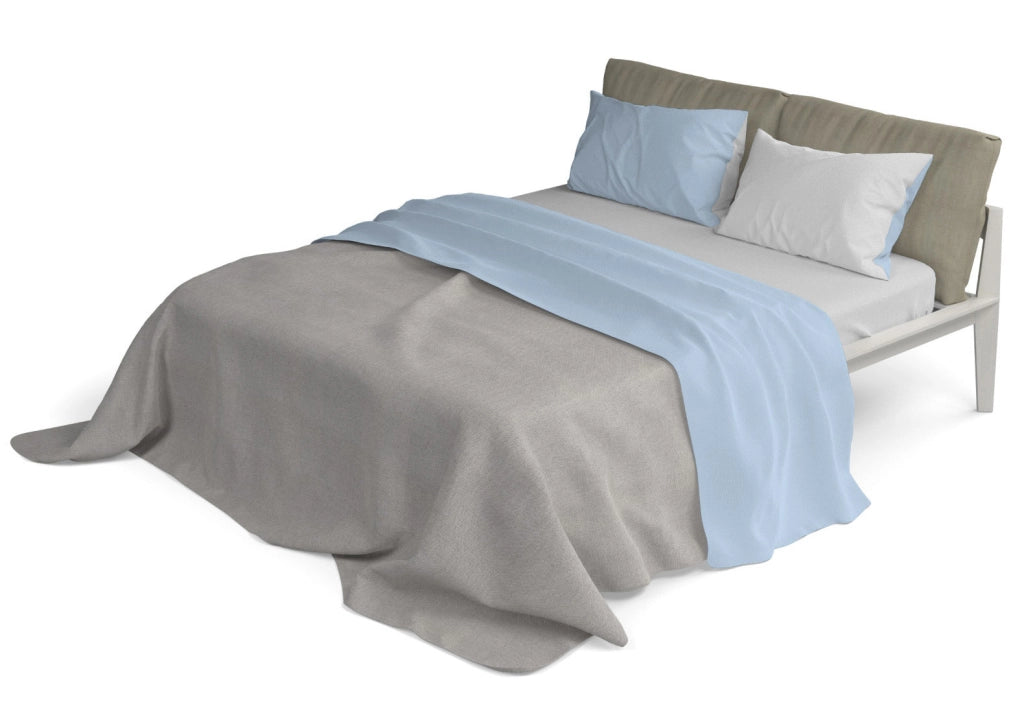 Set Lenzuola 1 Piazza e Mezzo Sopra Sotto e Federe Doubleface Azzurro/Grigio Chiaro