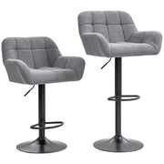 Set 2 Sgabelli Regolabili Stile Retr¨° ¨C Xylo ¨C Rivestimento Effetto Velluto Grigio e Nero