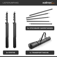 Sistema di sfondi XXL largo 190-465 cm, supporto per fondale fino a 400 cm di altezza, stativi per lampade con attacco spigot da 5/8", set di sfondi per fotografia, video e green screen