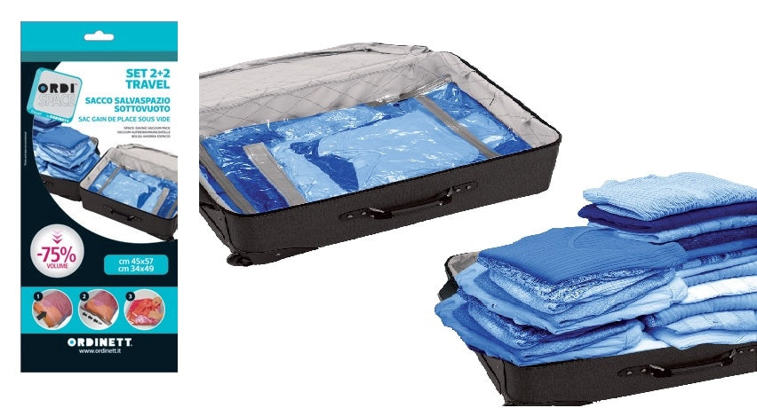 Custodia Sacchetti Sottovuoto Salvaspazio Travel 2 Medium + 2 Large Ordinett
