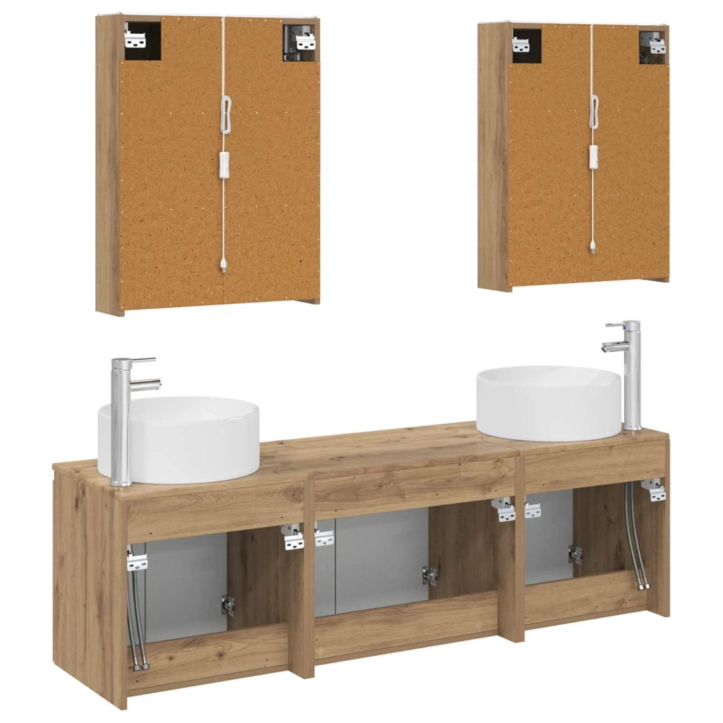 Set di Armadi da Bagno 5 pcs Rovere Artigianale 3406574