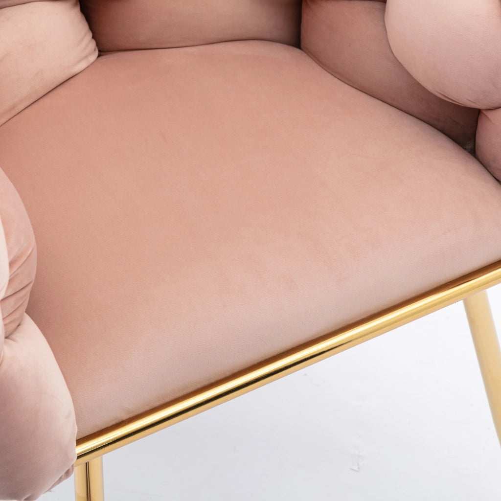 POLTRONA moderna in velluto rosa con struttura in metallo