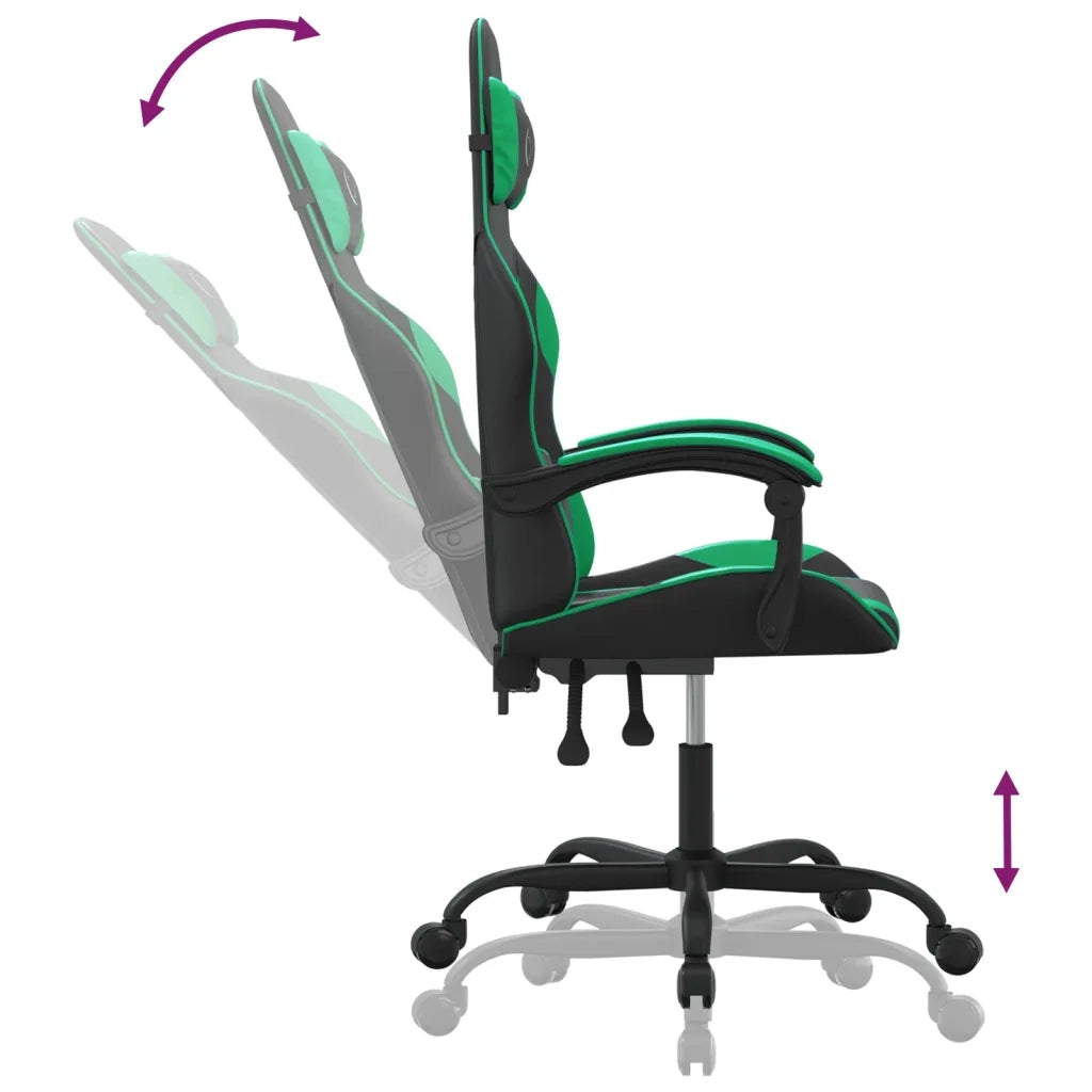Sedia da Gaming Nera e Verde in Similpelle cod mxl 64779