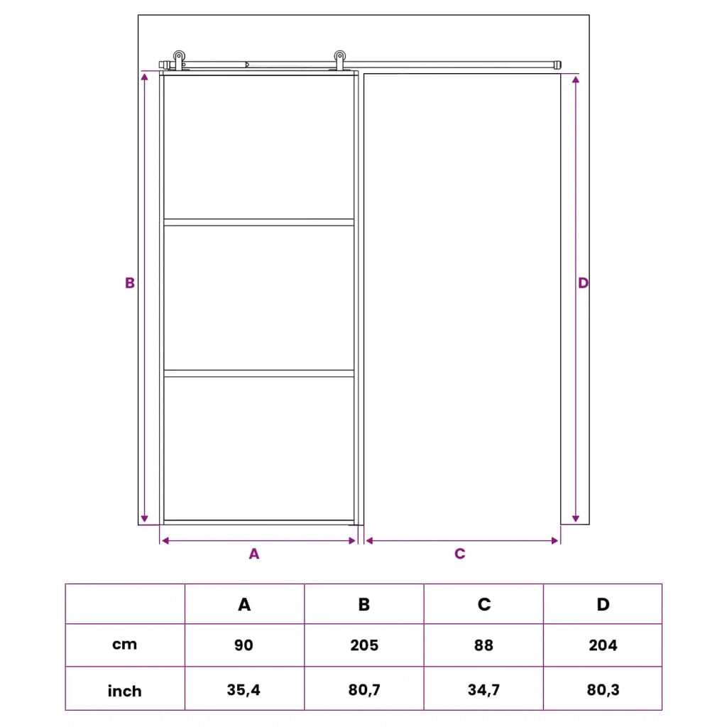 Porta scorrevole 90 x 205 cm Vetro Temperato e Alluminio 42054109