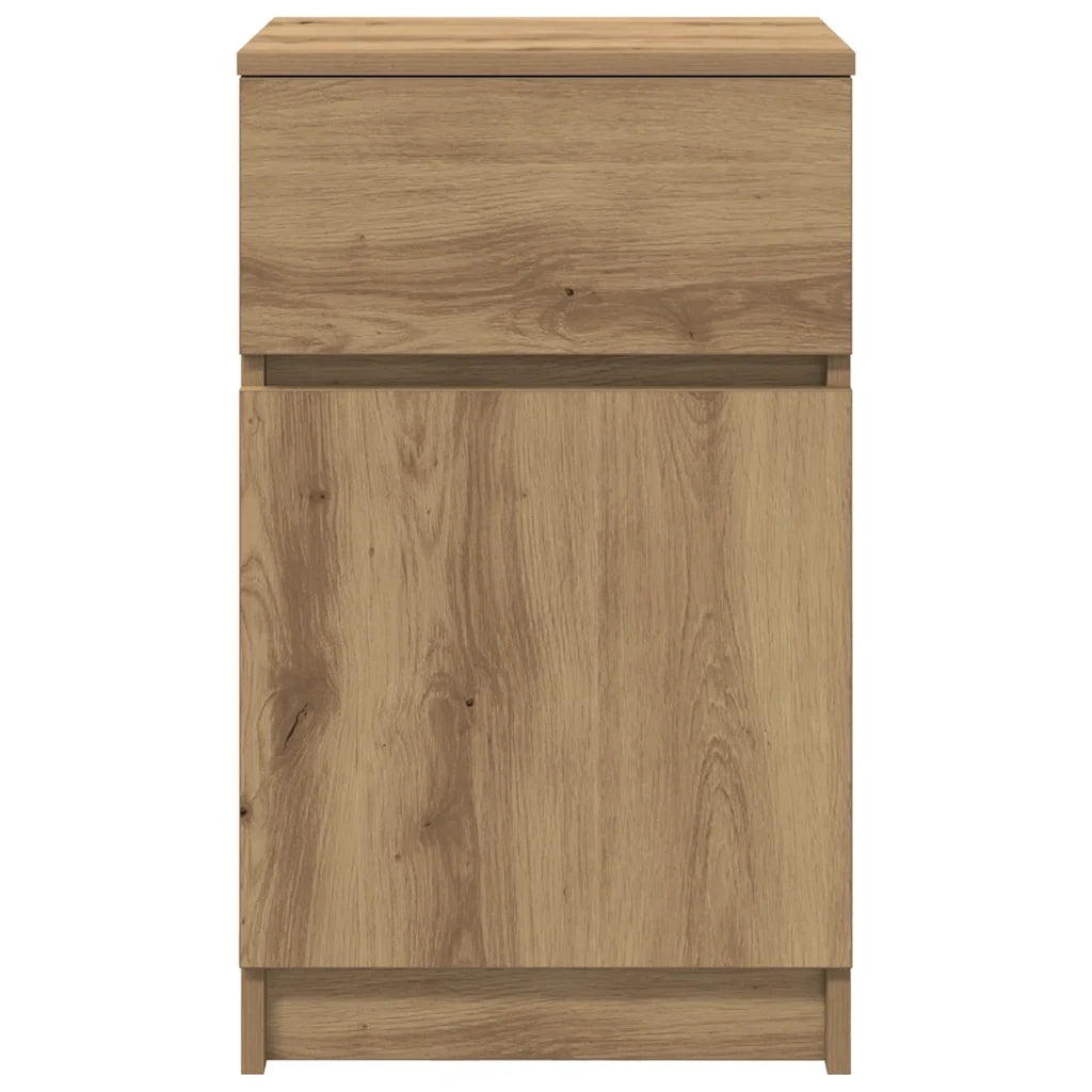 Comodini 2pz-Set di 2 Tavolino da notte Rovere Artigianale 39x35x65cm in Legno Multistrato