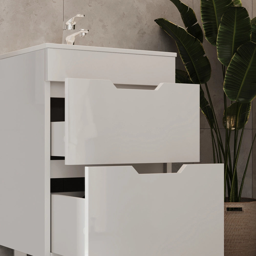 Vicco Set mobili bagno Bianco 2 parti, con lavabo e 2 cassetti