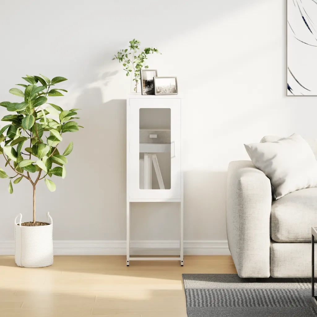Credenza Bianca 36x39x107 cm in Acciaio Laminato a Freddo 853403