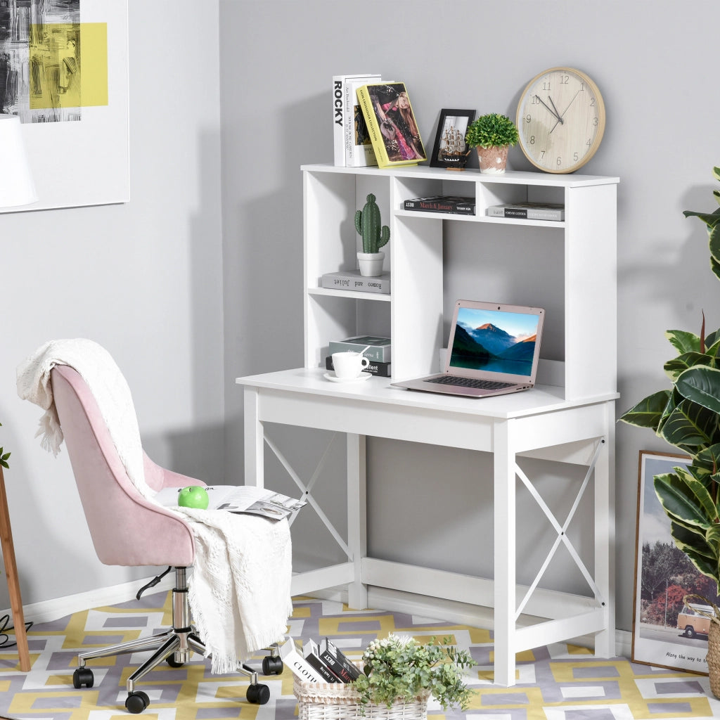 Scrivania con libreria ¨C zephmum ¨C bianco 105x50x137.5 cm