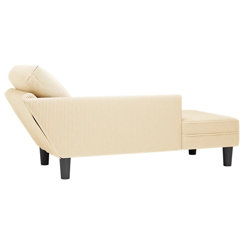 Sdraio con Cuscino Destro in Velluto a Coste Crema CFW7641731