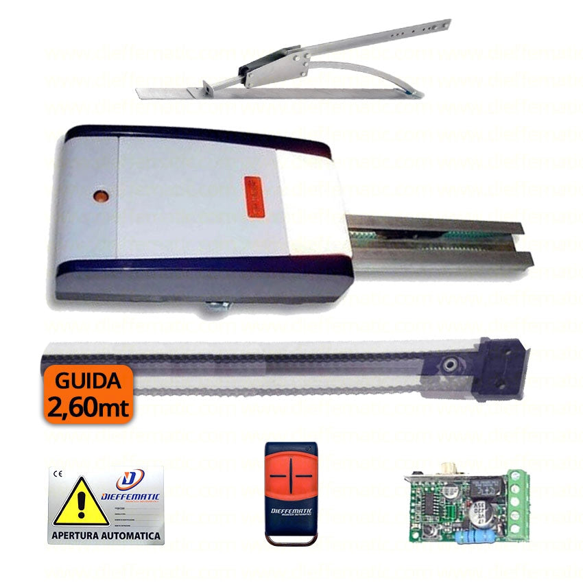 KIT ZODIAC 60 24V MOTORE BASCULANTE A CONTRAPPESI FAAC GENIUS 6120041 GUIDA 2,6M