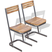 Sedie da Pranzo 2 Pz in Legno Massello di Teak