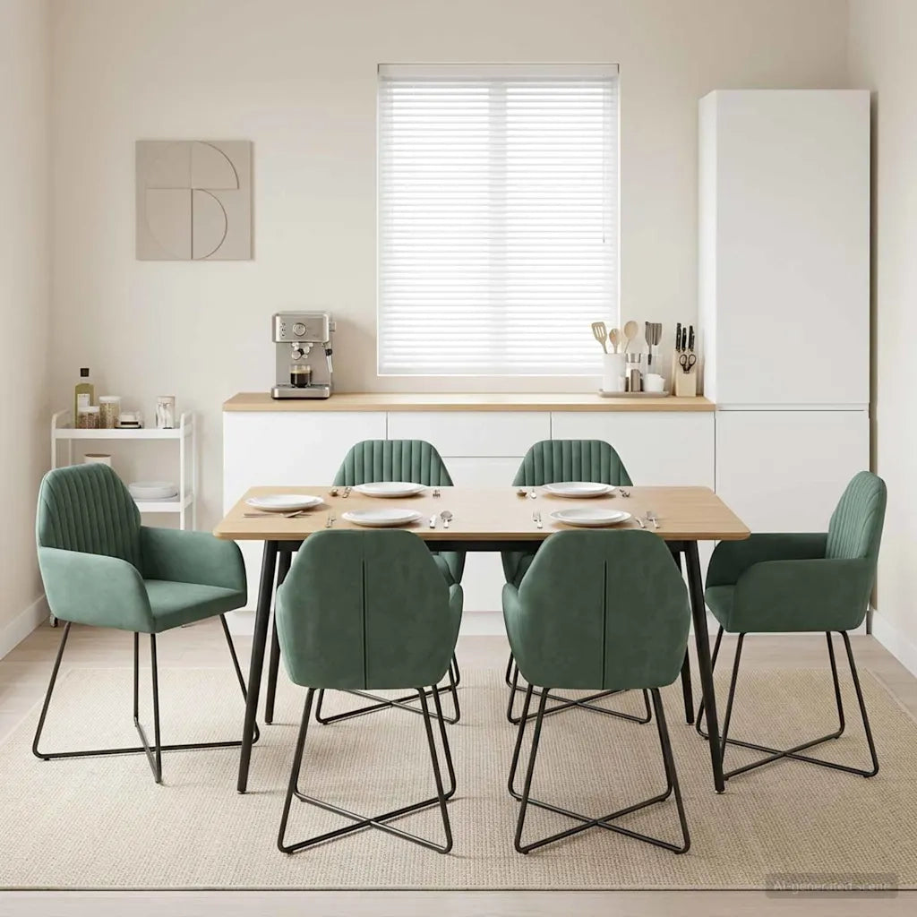 Sedie da pranzo 6 pcs Velluto (V) Verde Mare 55 x 50 x 84 cm 3428392