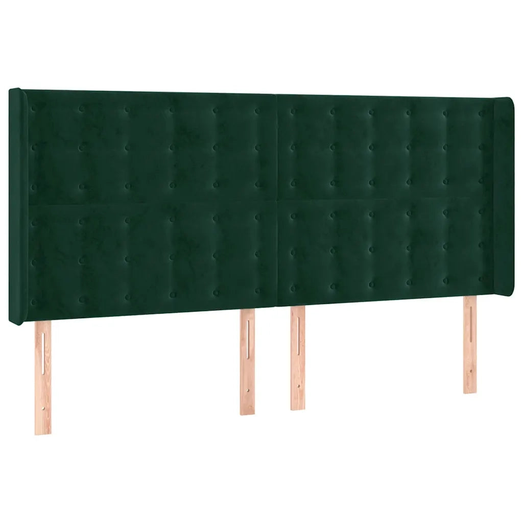Testiera ad Orecchio Verde Scuro 203x16x118/128 cm in Velluto 3120083